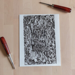 Print of vines surrounding the words, The Joy of the Lord is My Strength.