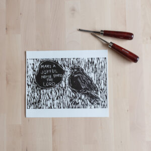 Print of a bird singing, Make a Joyful Noise Unto the Lord.